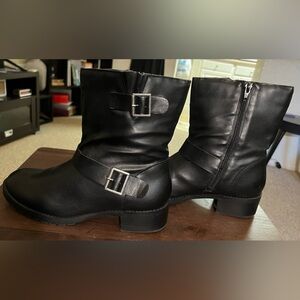 Az Gillian Black Moto Style Boots Size 9M